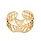 Ion Plating(IP) 304 Stainless Steel Hollow Spider Web Open Cuff Ring for Women, Real 18K Gold Plated, US Size 6(16.5mm)