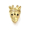 Brass Micro Pave Clear Cubic Zirconia Beads, Skull & Crown, Long-Lasting Plated, Rack Plating, Lead Free & Cadmium Free, Real 18K Gold Plated, 14x9mm, Hole: 3mm
