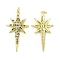 Brass Micro Pave Cubic Zirconia Pendants, Cadmium Free & Nickel Free & Lead Free, with Jump Ring, Sparkling Star Charms, Golden, 38x20x3mm, Hole: 2.5mm