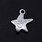 Tarnish Resistant 201 Stainless Steel Charms, Star, Stainless Steel Color, 14x13x1.5mm, Hole: 1.6mm
