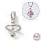 Anti-Tarnish Rhodium Plated 925 Sterling Silver Locket Style Planet Pinch Bails, for Pearl Gemstone Beads, with 925 Stamp, Platinum, 11.5x9mm, Hole: 4x2.5mm
