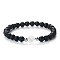 Natural Lava Rock Heart & Round Beaded Stretch Bracelet