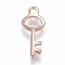 304 Stainless Steel Charms, Key, Rose Gold, 15x6x1mm, Hole: 1.5mm