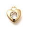 Brass Micro Pave Cubic Zirconia Charms, Cadmium Free & Nickel Free & Lead Free, Heart, Real 18K Gold Plated, 9x8x2.5mm, Hole: 1.5mm
