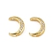 Brass Clear Cubic Zirconia Beads, Moon, Real 18K Gold Plated, 10.5x8.5x3.5mm, Hole: 1mm and 2x1mm