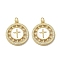 Brass Micro Pave Clear Cubic Zirconia Pendants, with Shell, Real 18K Gold Plated, Flat Round, Cadmium Free & Lead Free, Cross, 23x20x3mm, Hole: 3.4mm