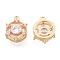 Brass Micro Pave Clear Cubic Zirconia Charms, Cadmium Free & Nickel Free & Lead Free, Flat Round, Real 18K Gold Plated, 10x8x4.5mm, Hole: 1mm