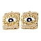 304 Stainless Steel Enamel Pendants, Eye Charms, with ABS Plastic Pearl, PVD Vacuum Plating, Real 18K Gold Plated, 41.5x38.5x4mm, Hole: 1.8mm