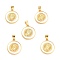 Brass Enamel Pendants, Cadmium Free & Lead Free, Long-Lasting Plated, Flat Round with Virgin Mary, Real 18K Gold Plated, White, 18x16x2.5mm, Hole: 4.5x3.5mm