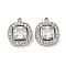 304 Stainless Steel Pendants, with Cubic Zirconia and Rhinestone, Square, Stainless Steel Color, 12x10x3.5mm, Hole: 1mm