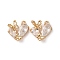 Brass Micro Pave Cubic Zirconia Charms, Cadmium Free & Nickel Free & Lead Free, Butterfly & Heart, Real 18K Gold Plated, Clear, 14x14.5x4.5mm, Hole: 1.4mm