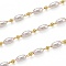 Handmade Brass Link Chains, with Acrylic Imitation Pearl and Spool, Long-Lasting Plated, Soldered, Golden, Links: 1.7x2.1mm, Acrylic Pear: 5.8x3.4mm
