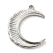 Non-Tarnish 304 Stainless Steel Pendants, Moon Charm, Stainless Steel Color, 23x18x1.5mm, Hole: 1.6mm