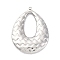 304 Stainless Steel Pendants, Teardrop Charm, Anti-Tarnish, Stainless Steel Color, 43.5x31.5x6mm, Hole: 1.8mm