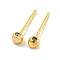 Brass Stud Earring Findings, Real 18K Gold Plated, 3mm, Hole: 0.7mm, pin: 11.5x0.7