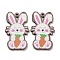 Single Face Printed Wood Big Pendants, Easter Charms, Rabbit, 55x34x2.5mm, Hole: 2mm