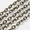 Iron Cable Chains, Unwelded, with Spool, Flat Oval, Cadmium Free & Nickel Free & Lead Free, Antique Bronze, 7x4x1mm, about 164.04 Feet(50m)/roll
