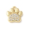 Brass Micro Pave Cubic Zirconia Pendants, Paw Print Charms, Lasting Plated, Cadmium Free & Lead Free, Real 18K Gold Plated, 12x11.5x2.5mm, Hole: 1.3mm