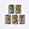 Synthetic Gold Line Regalite/Imperial Jasper/Sea Sediment Jasper Pendants, Dyed, Rectangle, Colorful, 47x32x7.5mm, Hole: 1.4mm