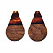 Transparent Resin & Walnut Wood Pendants, Teardrop Shape Charm, Chocolate, 38x22x3mm, Hole: 2mm