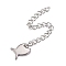 Tarnish Resistant 304 Stainless Steel Chain Extender, Curb Chain, with 202 Stainless Steel Charms, Fish, Stainless Steel Color, 63mm, Link: 3.7x3x0.5mm, Fish: 10x8.5x1mm