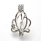 Brass Locket Pendants, Cage Pendants, Hollow, Flower, Platinum, 28.5x18x11mm, Hole: 3x3.5mm, inner measure: 16x8.5mm