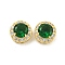 Brass Pave Cubic Zirconia Multi-Strand Links, Flat Round, Real 18K Gold Plated, Green, 10.5x6.5mm, Hole: 1.6mm