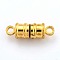 Brass Magnetic Clasps with Loops, Column, Golden, 17x6mm, Hole: 2.2mm