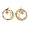 Alloy Rhinestone Pendants, Cadmium Free & Nickel Free & Lead Free, Moon with Star Charms, Golden, 19x17x2mm, Hole: 1.4mm