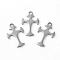 Tarnish Resistant 304 Stainless Steel Tiny Cross Charms, Stainless Steel Color, 14x9x1mm, Hole: 1.2mm