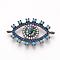 Brass Micro Pave Cubic Zirconia Links, with Shell, Cadmium Free & Lead Free, Evil Eye, Gunmetal, 31x19x4mm, Hole: 1mm