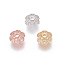 Brass Micro Pave Cubic Zirconia Fancy Bead Caps, 6-Petal, Flower, Clear, Mixed Color, 8x3mm, Hole: 1.7mm