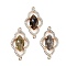 Natural Labradorite Faceted Connector Charms, Brass Micro Pave Clear Cubic Zirconia Flower Links, Golden, 27.5x15x4mm, Hole: 1.2mm
