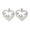 Rack Plating Brass Micro Pave Cubic Zirconia Pendants, Long-Lasting Plated, Lead Free & Cadmium Free, Heart with Star Charms, Platinum, 23x24.5x3mm, Hole: 5x3mm