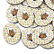 Printed Basswood Pendants, Back Random Color, Oval with Owl, Bisque, 35x27.5x3mm, Hole: 1.5mm