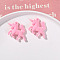 Flocking Resin Pendants, Unicorn Charm, Pink, 32x42mm
