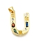 Brass Micro Pave Clear Cubic Zirconia Pendants, with Jump Ring, Lead Free and Cadmium Free, Long-Lasting Plated, Rack Plating, Letter Charms, Real 18K Gold Plated, Letter U, 19~21x9.5~20x2.7mm, jump ring: 5x1mm, 3mm inner diameter.