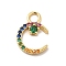 Rack Plating Brass Micro Pave Cubic Zirconia Charms, Cadmium Free & Lead Free, Long-Lasting Plated, Religion Crescent Moon Charm, Real 18K Gold Plated, Colorful, 15x10x2mm, Hole: 2.8mm