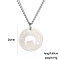 Stainless Steel Male Flat Round Pendant Cartoon Couple Twisted Chain Necklaces, Fashionable Accessory for Festive Gift, Silver, 27.17 inch(69cm)