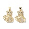 Brass Micro Pave Cubic Zirconia Pendants, Cadmium Free & Lead Free, Real 16K Gold Plated, Bear Charms, Clear, 21x16.5x4mm, Hole: 5x3mm