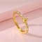 Adjustable Brass Micro Pave Clear Cubic Zirconia Finger Rings for Women, Letter, Golden, Letter A, Inner Diameter: 16~19mm