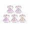 Transparent Acrylic Cabochons, Rainbow Color Plated, Bear, Pink, 21x17.5x9mm