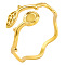 Fashionable 304 Stainless Steel Leaf Open Cuff Ring for Women, Golden, Inner Diameter: 17mm, Tray: 3mm