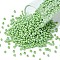 12/0 Glass Seed Beads, Opaque Colors Lustered, Round, Round Hole, Green Yellow, 12/0, 2mm, Hole: 1mm, about 3333pcs/50g, 50g/bag, 18bags/2pounds