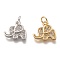 Brass Micro Pave Clear Cubic Zirconia Charms, Long-Lasting Plated, with Jump Ring, Elephant, Mixed Color, 11.5x12x2mm, Jump Ring: 5x1mm, 3mm Inner Diameter