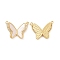 Brass Micro Pave Clear Cubic Zirconia Pendants, Cadmium Free & Nickel Free & Lead Free, with Shell, Butterfly Charms, Real 18K Gold Plated, 17x22x2.5mm, Hole: 1.2mm
