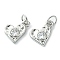 Rack Plating Brass Micro Pave Cubic Zirconia Pendants, Long-Lasting Plated, Lead Free & Cadmium Free, Heart Charm, Platinum, 13x9x2.5mm
