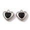304 Stainless Steel Micro Pave Cubic Zirconia Charms, Platinum, Heart, Black, 10.5x10x5mm, Hole: 1.4mm