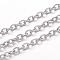 Tarnish Resistant 304 Stainless Steel Cable Chains, Textured, Soldered, Oval, for Jewelry Making, Stainless Steel Color, 4x3x0.8mm