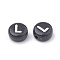 Opaque Acrylic Beads, Horizontal Hole, Alphabet Style, Flat Round, Letter.L, 7x4mm, Hole: 1.5mm, about 370pcs/50g